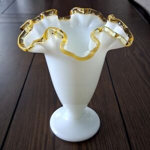 Elegant White Vase with Gold Trim